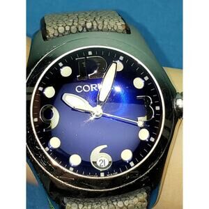 Corum Boutique Bubble Watch Blue Face Leather Men's Jewelry 163.150.20 Swiss WR